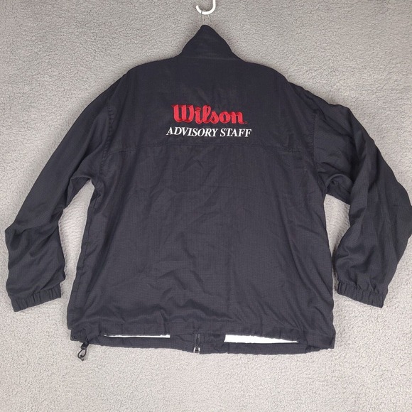 Vintage Wilson Jacket‎ Mens XL Black Advisory Staff Windbreaker Lined Full Zip - Picture 2 of 16